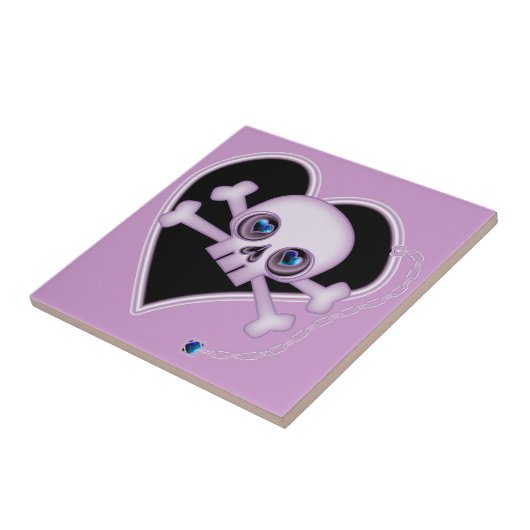 Paarse Neon Skull Tegeltje (Zijkant)