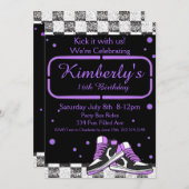 Paarse Neon Sneaker Verjaardag, Glitter Kaart (Voorkant / Achterkant)