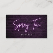 Paarse neon spray tan op bakstenen muur visitekaartje (Voorkant)