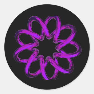 Paarse Neon Torus Op Zwarte Achtergrond Ronde Sticker