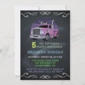 Paarse Neon Trucks 5e verjaardagsfeest Kaart (Voorkant)