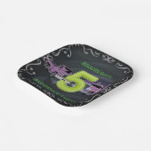 Paarse Neon Trucks 5e verjaardagsfeest Papieren Bordje (Gebogen)