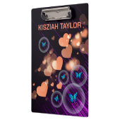 Paarse Neon Vlinder Meisjes Hart Schattigee Custom Klembord (Links)