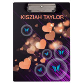 Paarse Neon Vlinder Meisjes Hart Schattigee Custom Klembord (Voorkant)