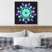 Paarse neonbloem canvas afdruk (Insitu (Slaapkamer))