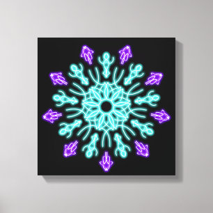 Paarse neonbloem canvas afdruk