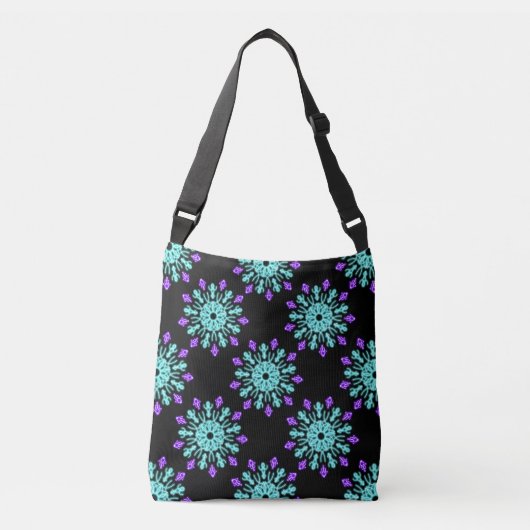 Paarse neonbloem crossbody tas (Voorkant)