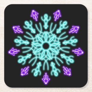 Paarse neonbloem kartonnen onderzetters