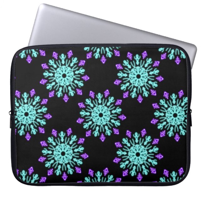 Paarse neonbloem laptop sleeve (Voorkant)
