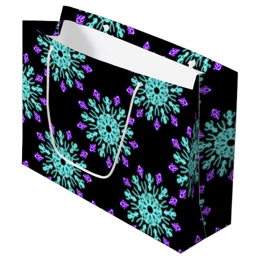 Paarse neonbloem large cadeautasje (Voorkant Gekanteld)