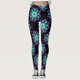 Paarse neonbloem leggings
