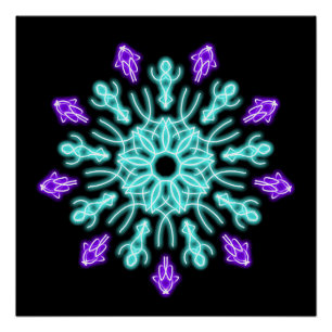 Paarse neonbloem poster