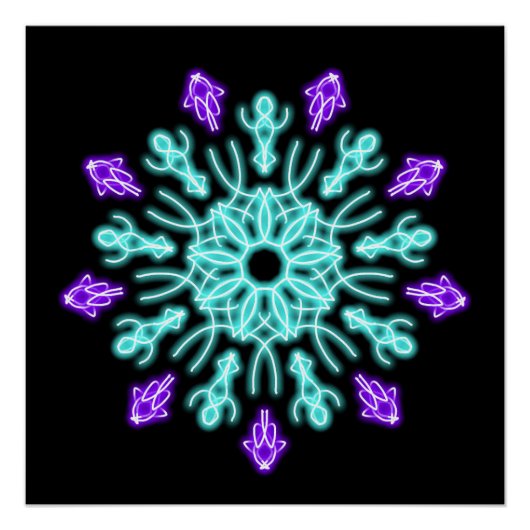 Paarse neonbloem poster (Voorkant)