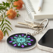 Paarse neonbloem sleutelhanger (Voorkant Rechts)