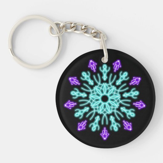 Paarse neonbloem sleutelhanger (Voorkant)