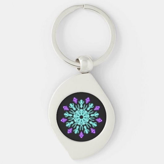 Paarse neonbloem sleutelhanger (Voorkant)
