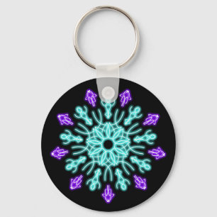 Paarse neonbloem sleutelhanger