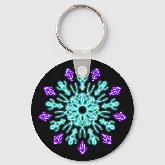 Paarse neonbloem sleutelhanger (Voorkant)