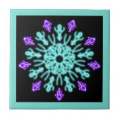 Paarse neonbloem tegeltje (Voorkant)