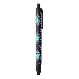 Paarse neonbloem zwarte inkt pen