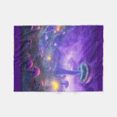 Paarse neonpaddenstoelen vlootswand fleece deken (Voorkant (Horizontaal))