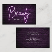 Paarse neonschoonheid op bakstenen muur visitekaartje (Voorkant / Achterkant)