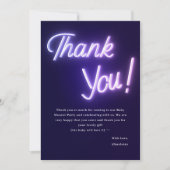 Paarse neontekst Baby shower Bedankkaart (Voorkant)