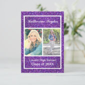 Paarse Nep Glitter - 3x5 Grad Aankondiging (Staand voorkant)