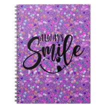 Paarse Nep Glitter Altijd Smile Typografie