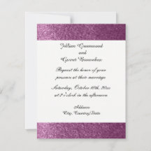 Paarse nep glitters trouwuitnodiging