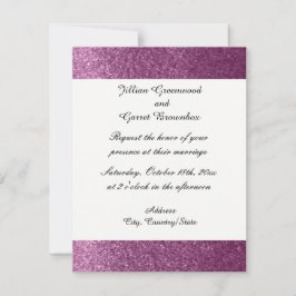 Paarse nep glitters trouwuitnodiging kaart