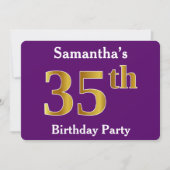 Paarse, Nep Gouden 35e Verjaardagsfeest; Aangepast Kaart (Voorkant)