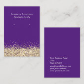 Paarse Nep Gouden Glitter Sieraden Oorbellen Displ Visitekaartje (Voorkant / Achterkant)
