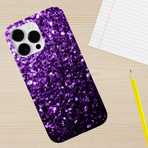 Paarse nepschittertjes glinsterende bling iPhone 15 pro case