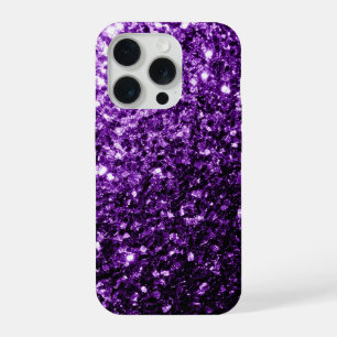 Paarse nepschittertjes glinsterende bling iPhone 15 pro case