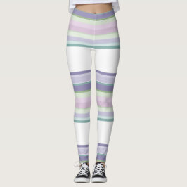 Paarse, Neptunus, zeegroene en lavendel strepen Leggings