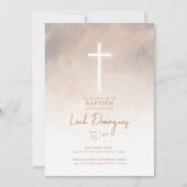 Paarse neutraal kleur Waterverf doopuitnodiging Kaart (Voorkant)