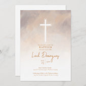 Paarse neutraal kleur Waterverf doopuitnodiging Kaart (Voorkant / Achterkant)