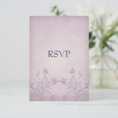 Paarse Nevel Bloemige Bruiloft RSVP Notities (Staand voorkant)