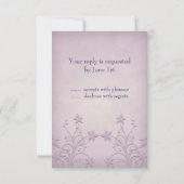 Paarse Nevel Bloemige Bruiloft RSVP Notities (Achterkant)