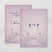 Paarse Nevel Bloemige Bruiloft RSVP Notities (Voorkant / Achterkant)
