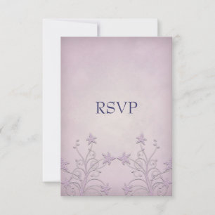 Paarse Nevel Bloemige Bruiloft RSVP Notities