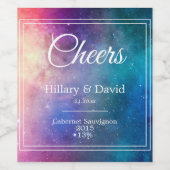 Paarse nevel wolken bruiloft wijn etiket (Enkel label)