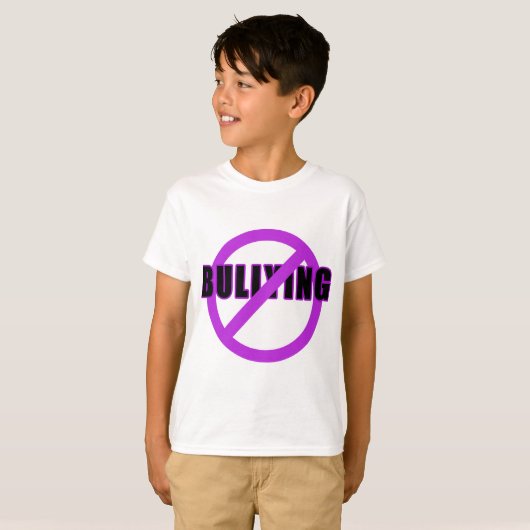 Paarse NIET-BULLYING T-shirts en Buttonnen (Voorkant volledig)