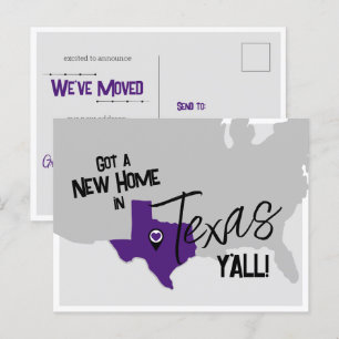 Paarse nieuwe woning in Texas Y'all verhuizen Briefkaart