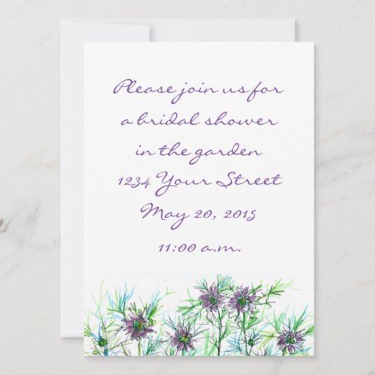 Paarse Nigella Waterverf Flowers Vrijgezellenfeest Kaart (Achterkant)