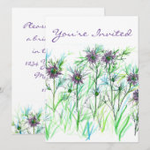 Paarse Nigella Waterverf Flowers Vrijgezellenfeest Kaart (Voorkant / Achterkant)