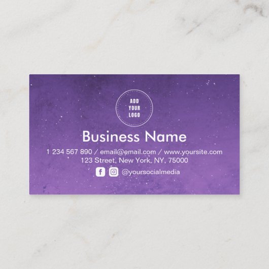 Paarse Night Sky Cosmic Galaxy Social Media Logo Klantenkaartje (Achterkant)
