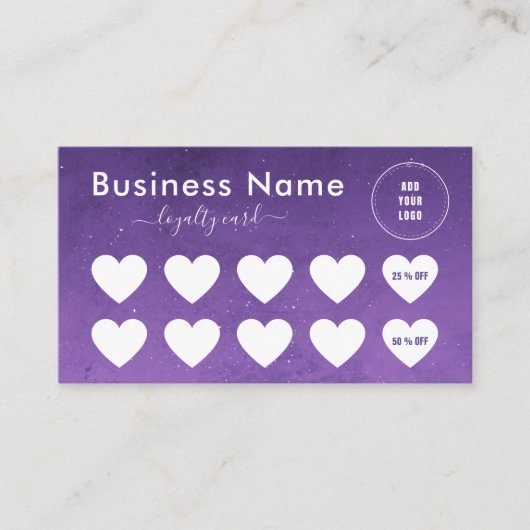 Paarse Night Sky Cosmic Galaxy Social Media Logo Klantenkaartje (Voorkant)