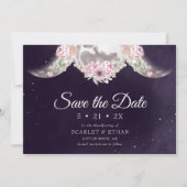Paarse Night Sky Floral Triple Moon Handfasting Save The Date (Voorkant)